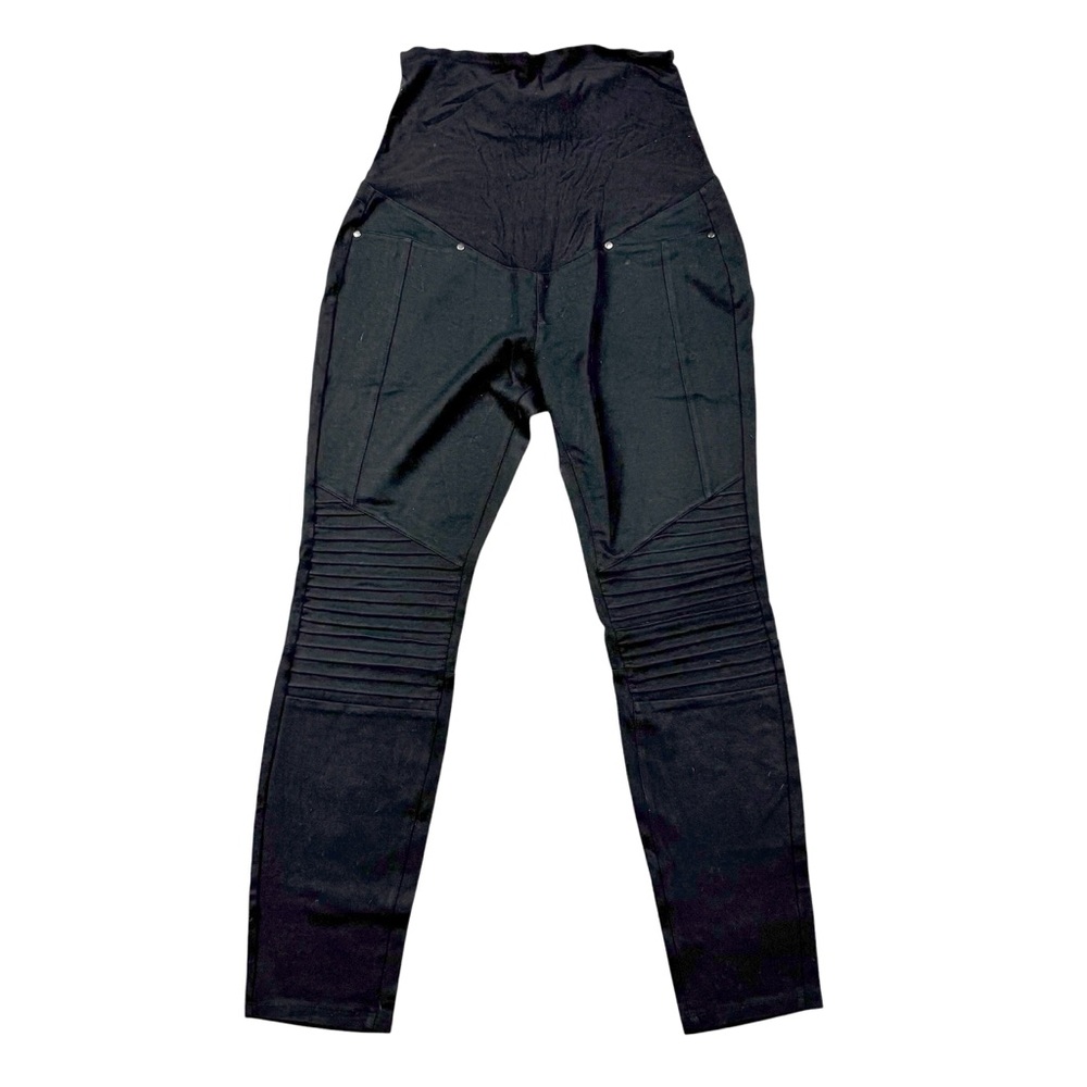 Noir Maternity Black Skinny Pants – Ribbed Detail – Full Belly Panel Size Small